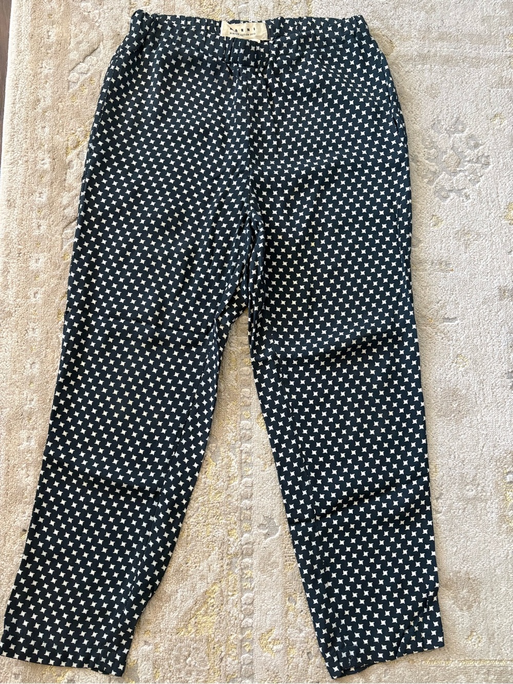 MARNI 2013 Drapey Viscose Navy Houndstooth Pants Sz 40 / US 4